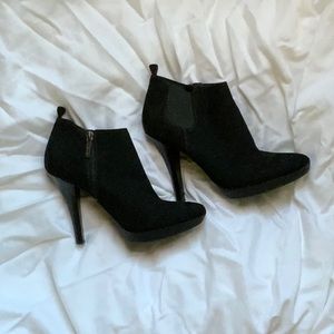 Nine West Black Suede Zipper Booties.